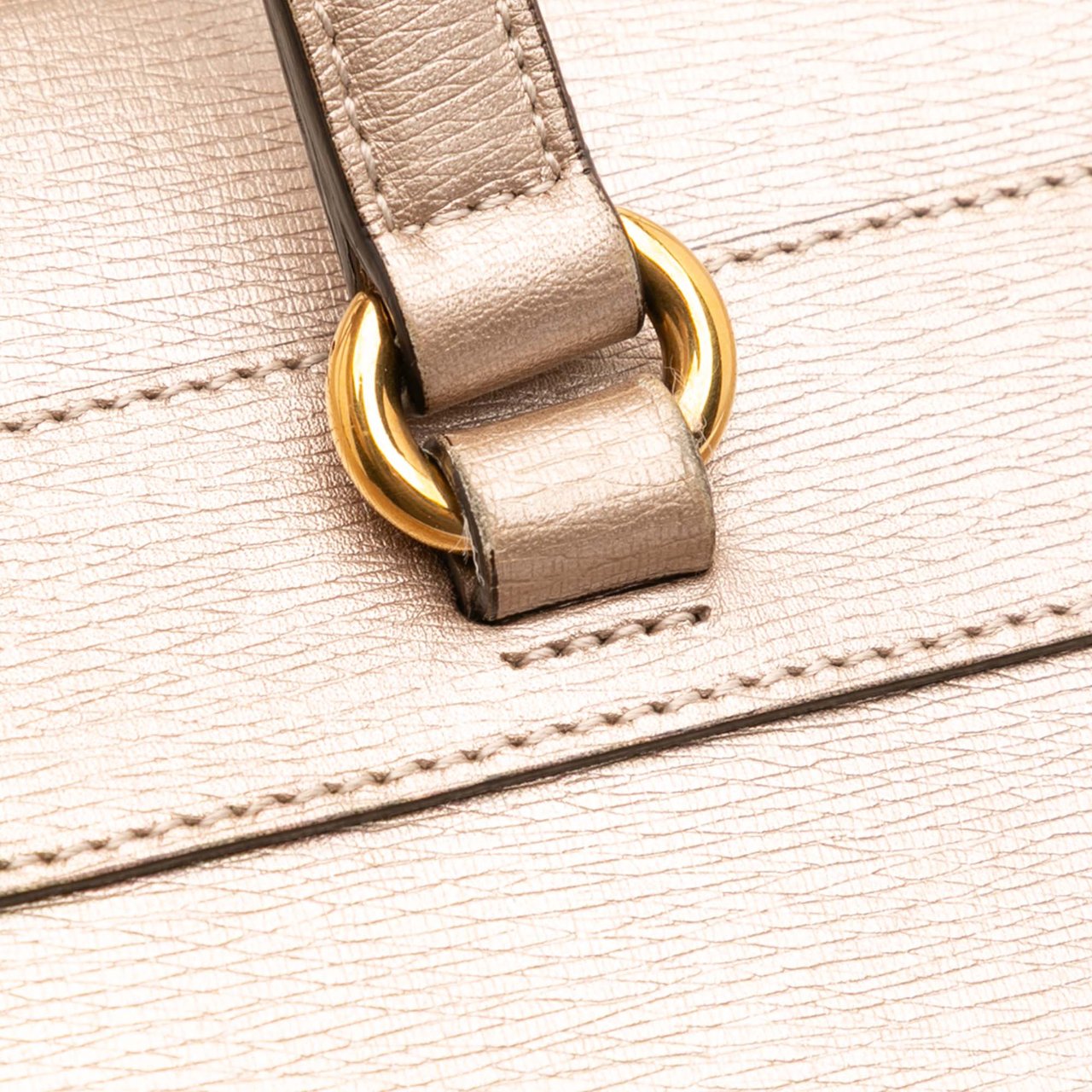 Gucci Leather Bright Bit Satchel Goud