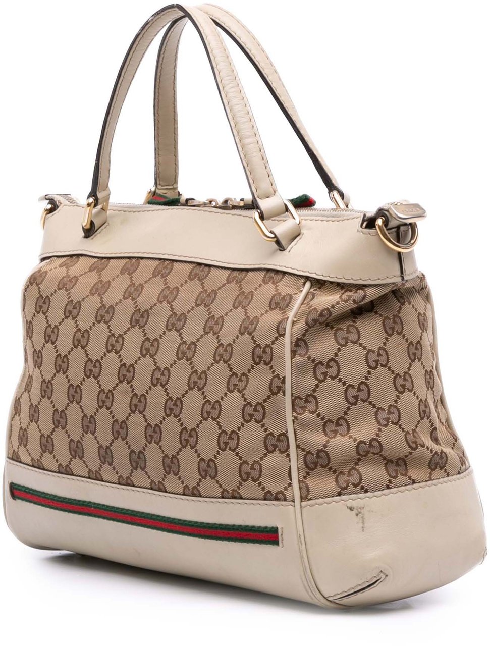 Gucci Small GG Canvas Web Mayfair Satchel Bruin