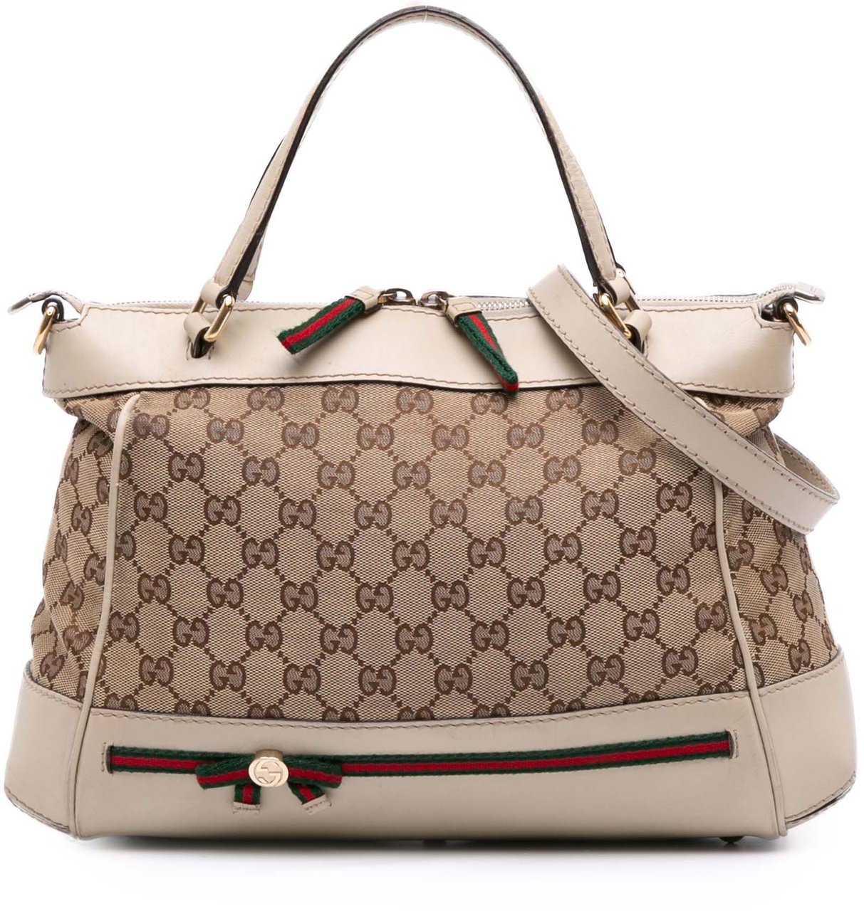 Gucci Small GG Canvas Web Mayfair Satchel Bruin