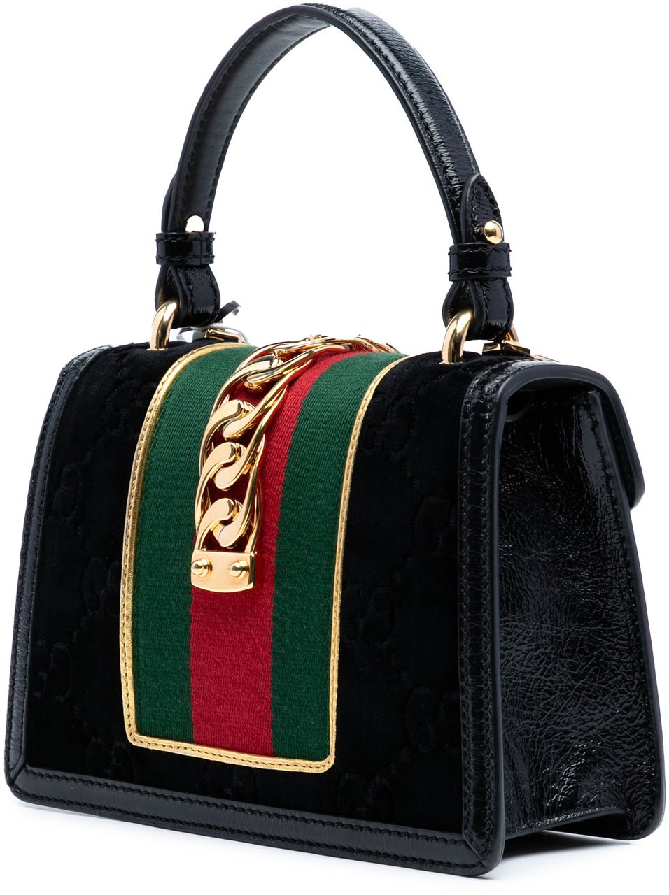 Gucci Mini GG Velvet Sylvie Satchel Zwart