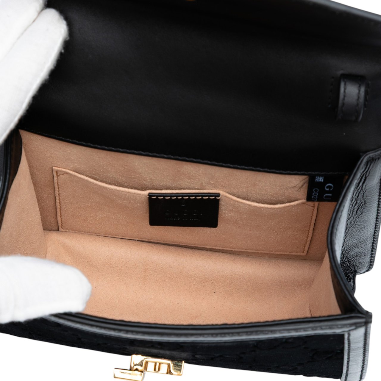 Gucci Mini GG Velvet Sylvie Satchel Zwart