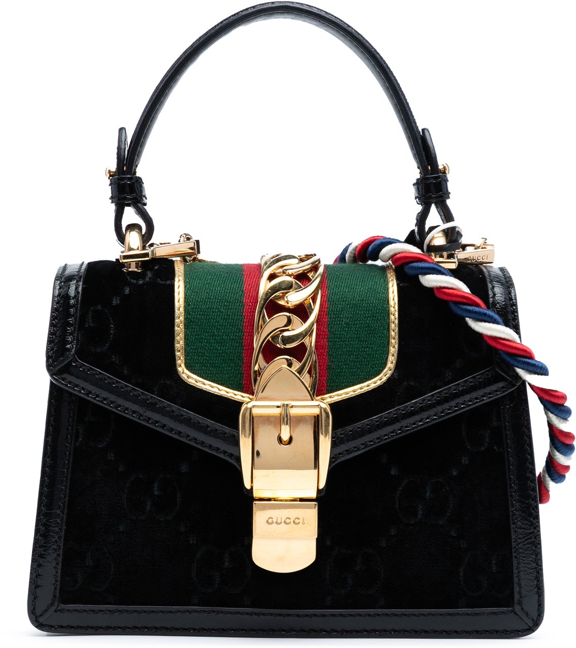 Gucci Mini GG Velvet Sylvie Satchel Zwart