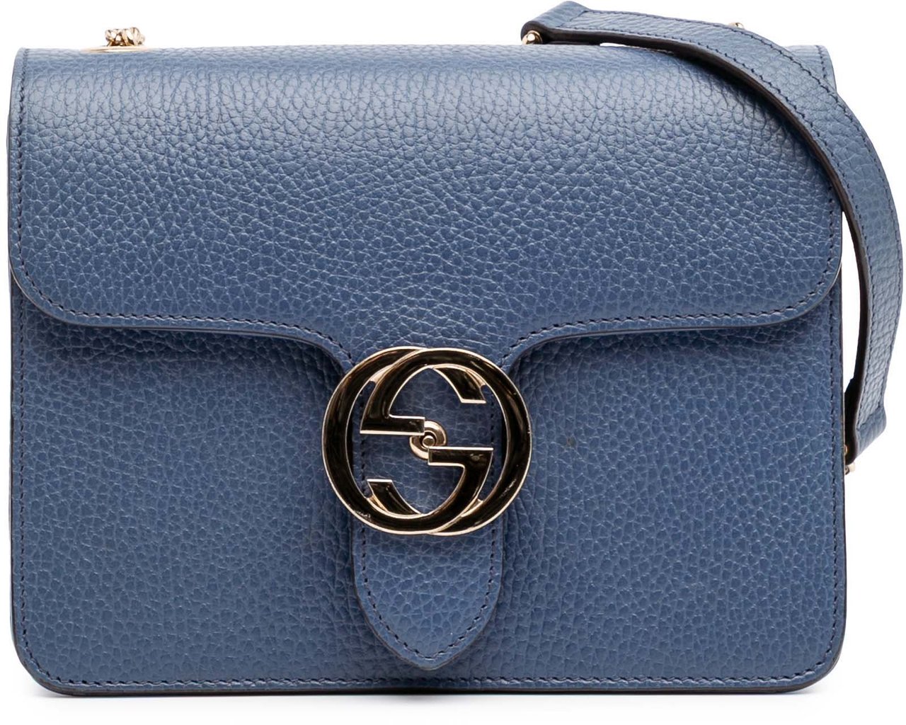 Gucci Small Dollar Calfskin Interlocking G Crossbody Blauw
