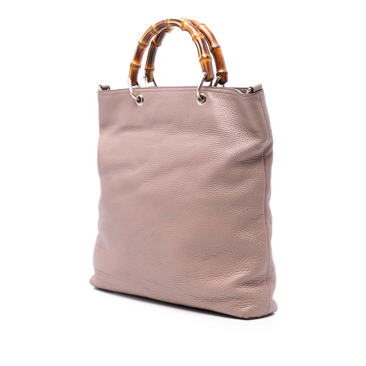 Gucci Tall Leather Bamboo Shopper Tote Roze