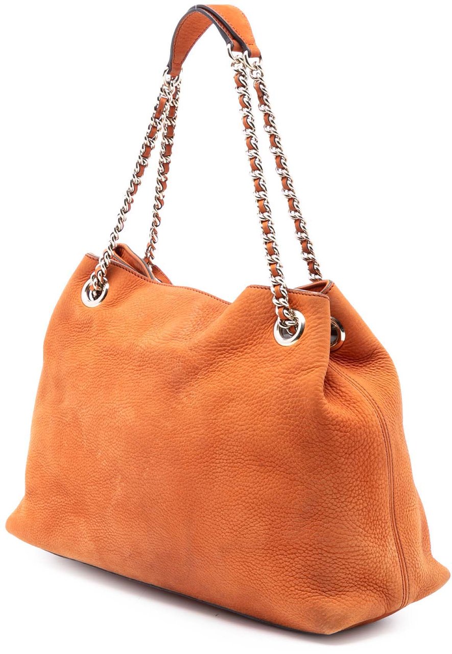 Gucci Medium Nubuck Leather Soho Chain Tote Oranje