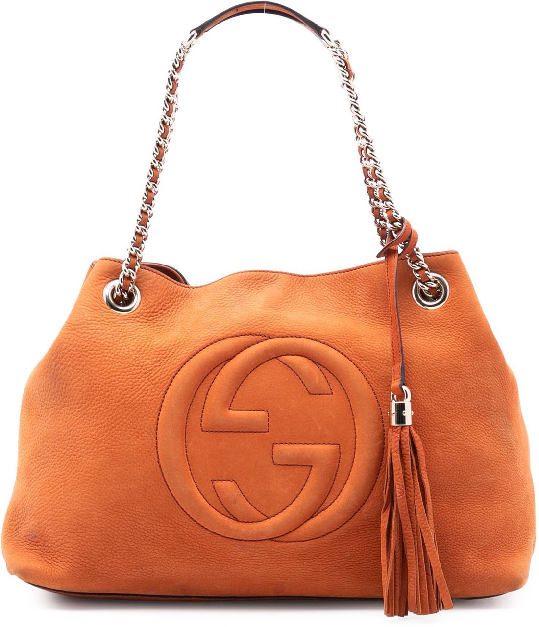 Gucci Medium Nubuck Leather Soho Chain Tote Oranje