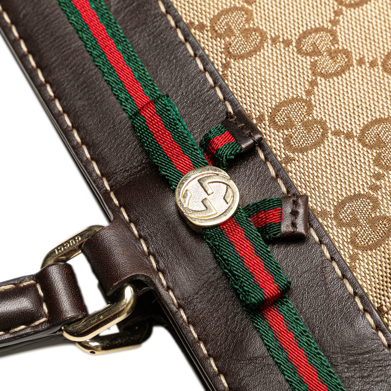 Gucci GG Canvas Web Mayfair Tote Bruin