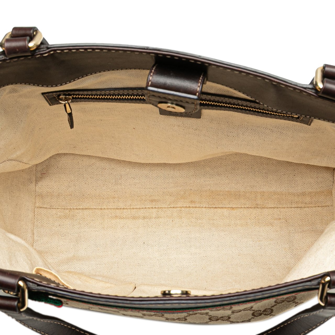 Gucci GG Canvas Web Mayfair Tote Bruin