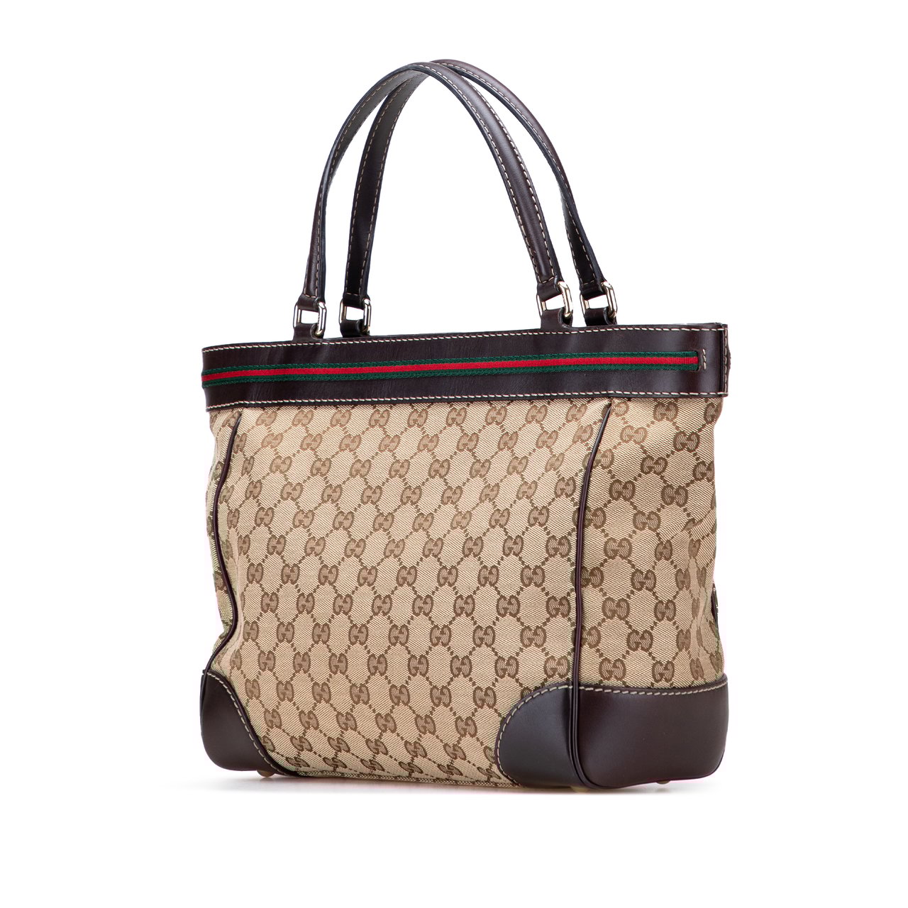 Gucci GG Canvas Web Mayfair Tote Bruin