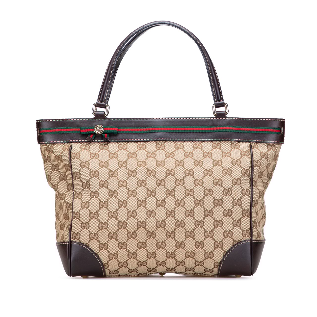 Gucci GG Canvas Web Mayfair Tote Bruin