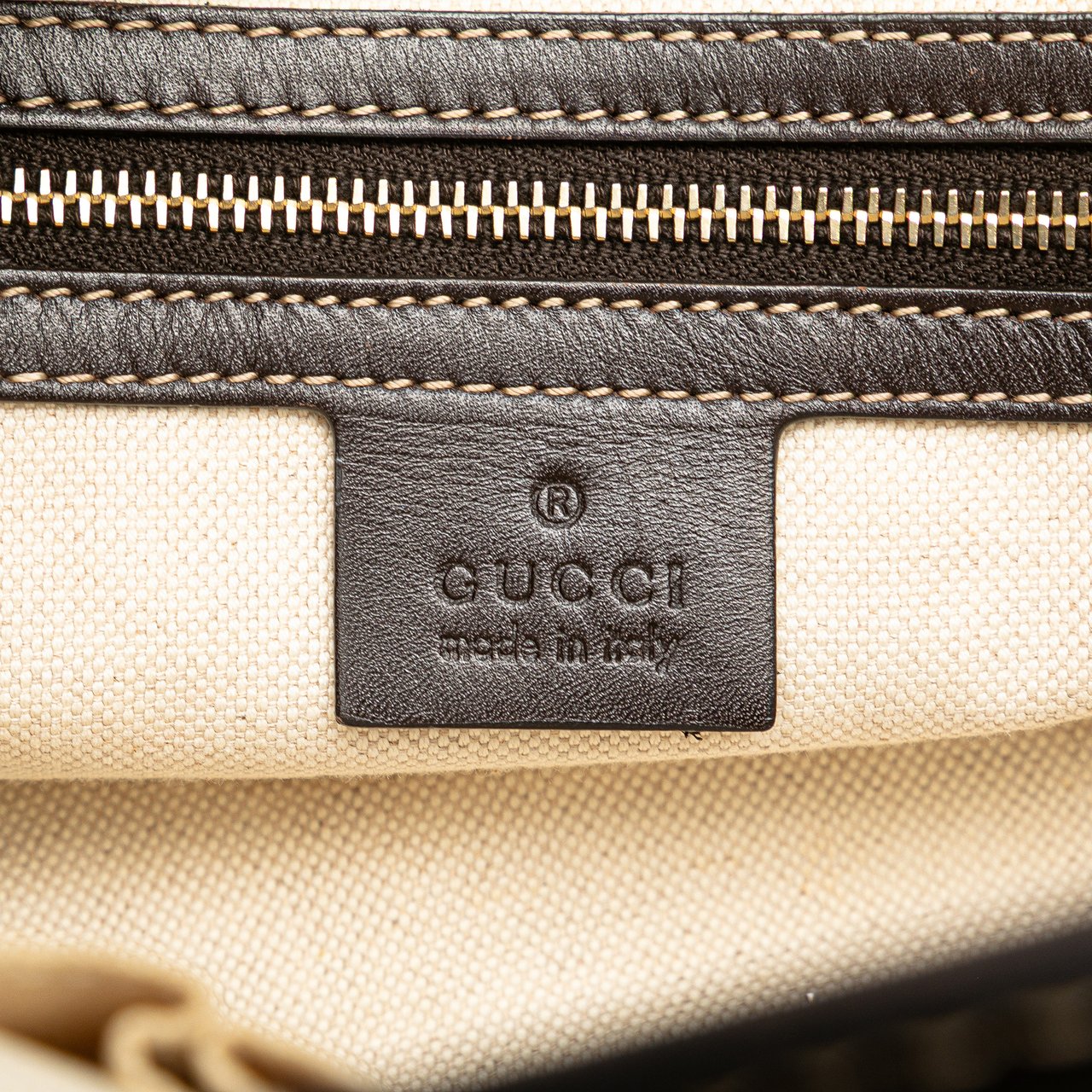 Gucci GG Canvas Web Mayfair Tote Bruin