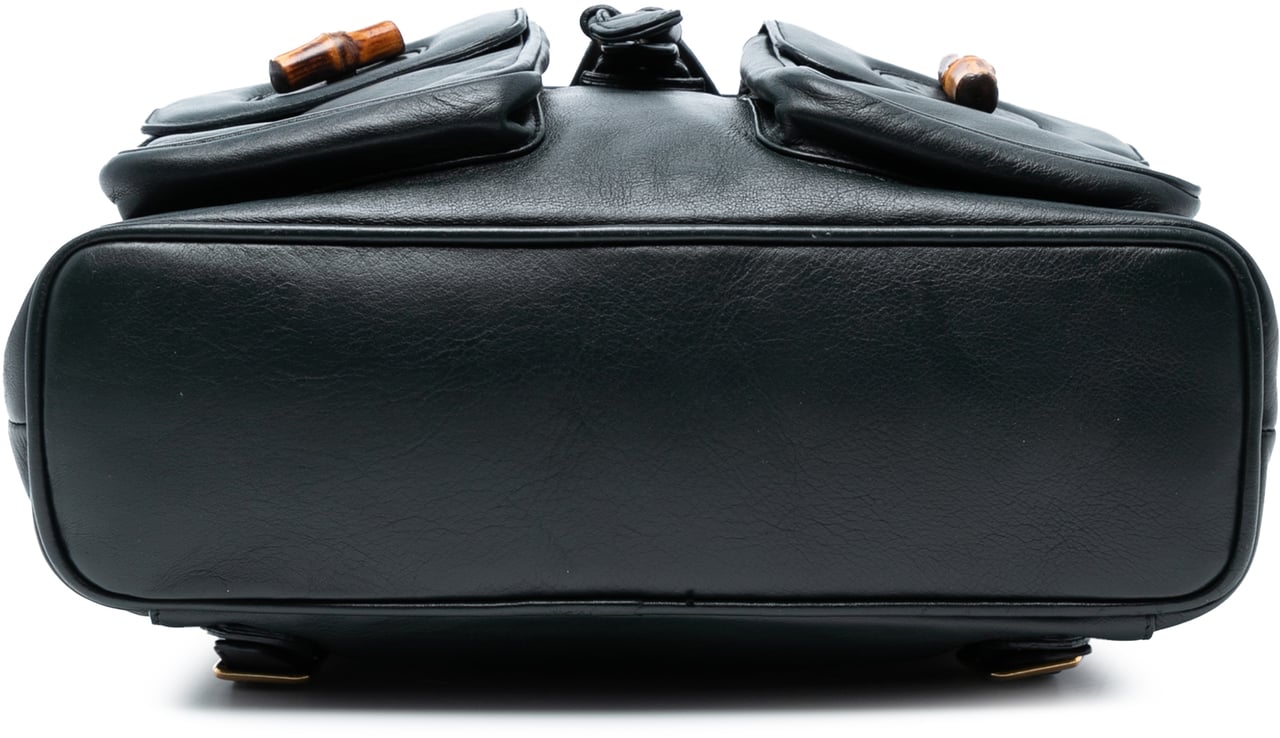 Gucci Calfskin Bamboo Drawstring Backpack Zwart