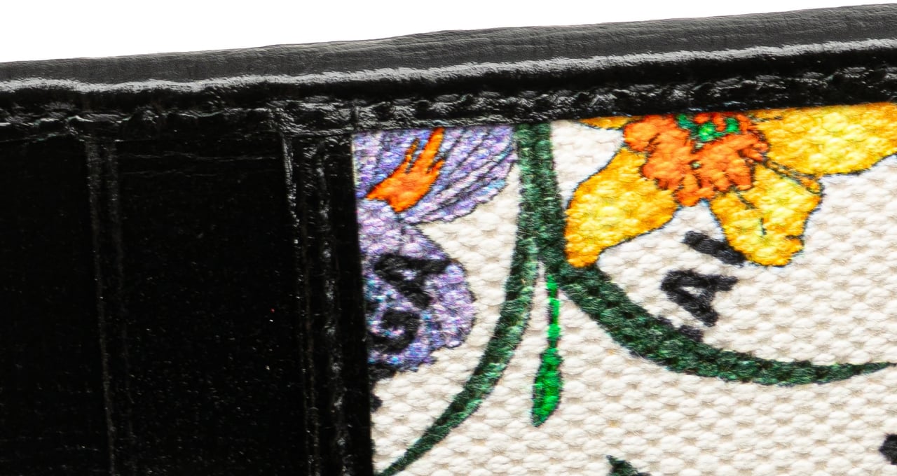 Gucci Balenciaga The Hacker Project Flora Calfskin and Canvas Neo Classic Card Case Zwart