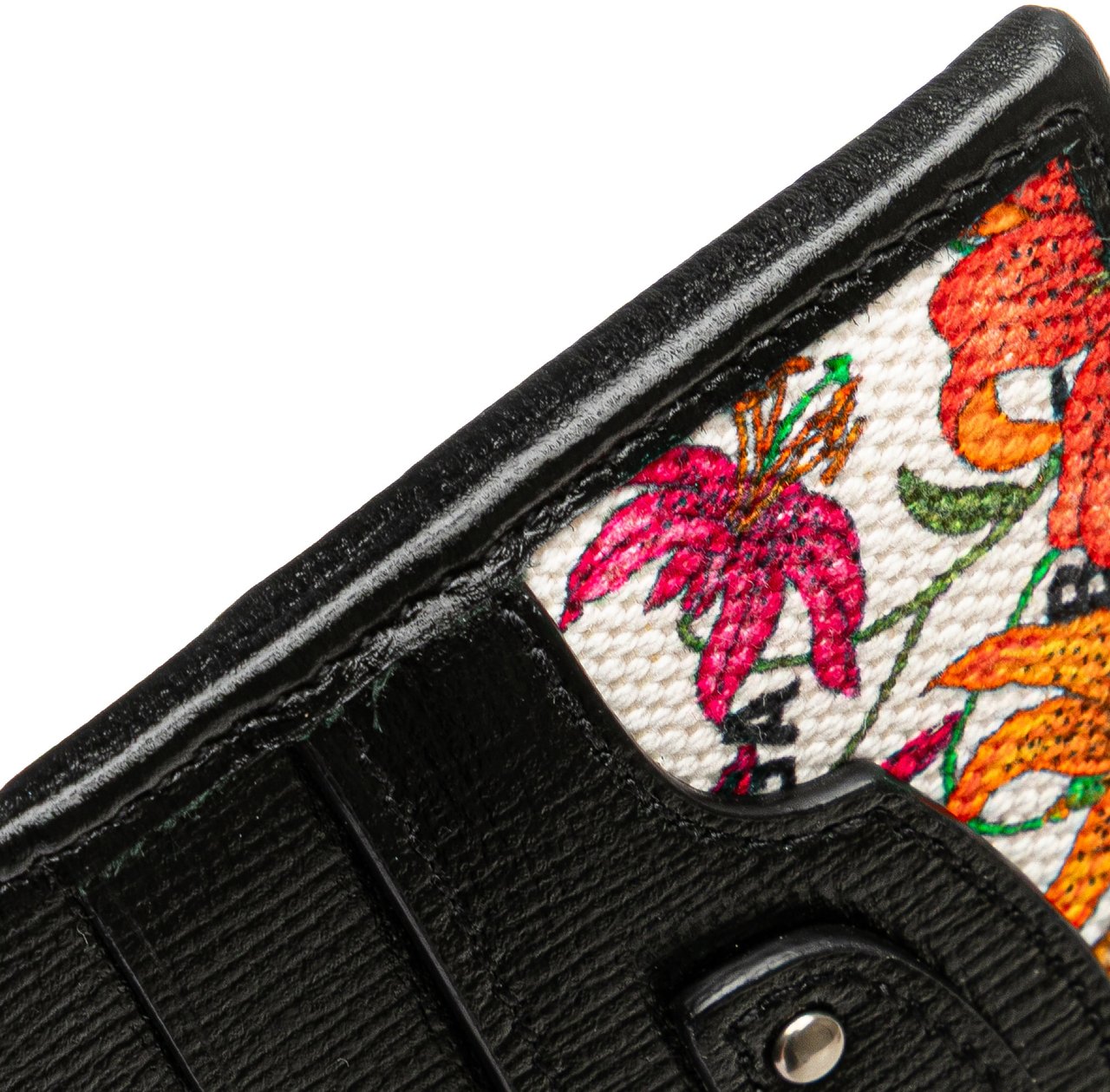 Gucci Balenciaga The Hacker Project Flora Calfskin and Canvas Neo Classic Card Case Zwart