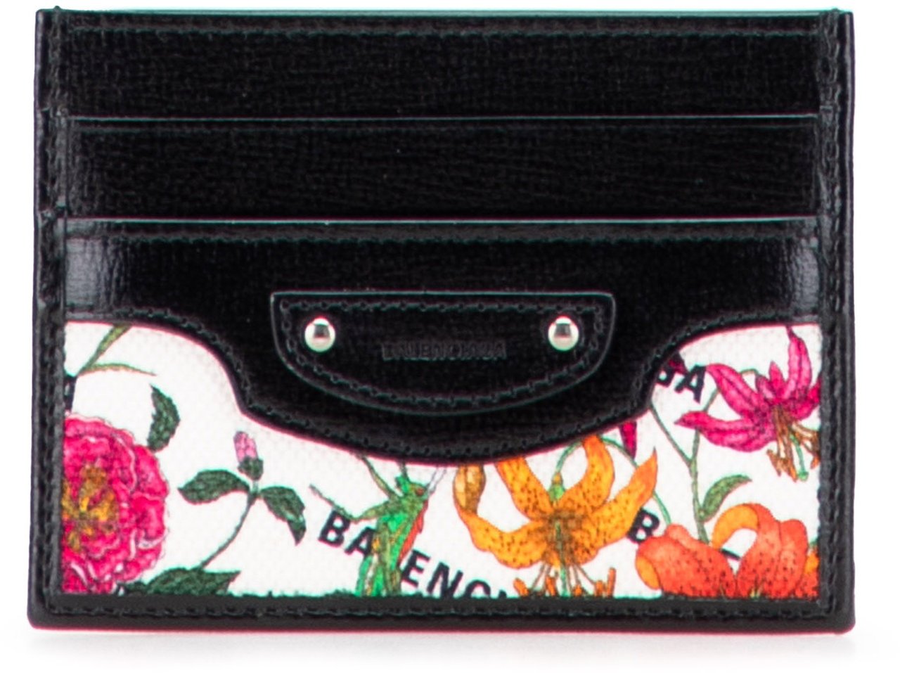 Gucci Balenciaga The Hacker Project Flora Calfskin and Canvas Neo Classic Card Case Zwart