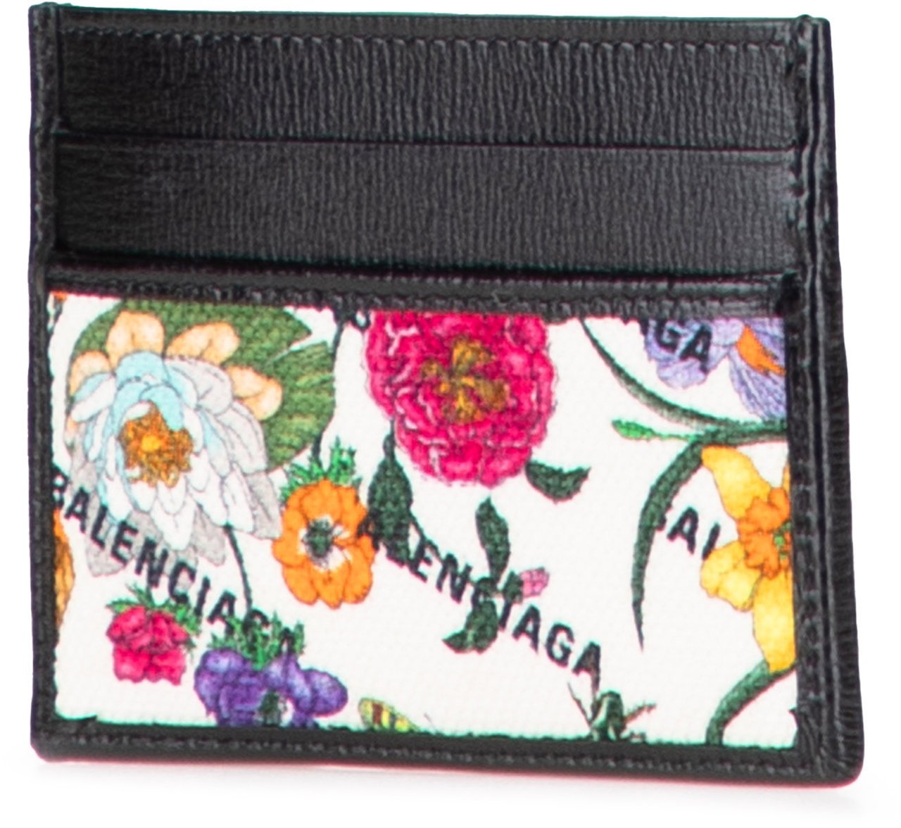 Gucci Balenciaga The Hacker Project Flora Calfskin and Canvas Neo Classic Card Case Zwart