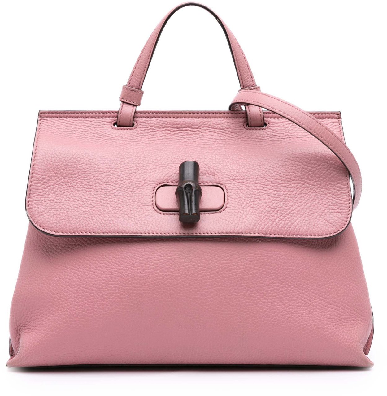 Gucci Medium Leather Bamboo Daily Satchel Roze