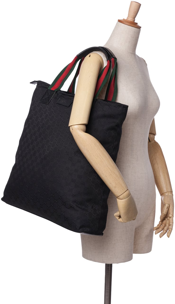 Gucci GG Canvas Web Tote Zwart