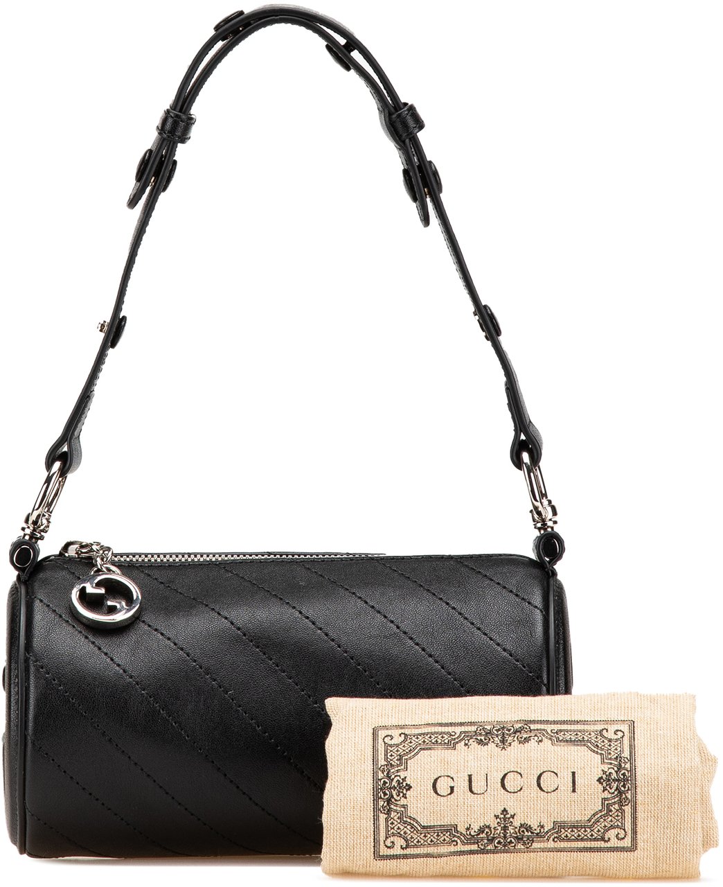 Gucci Mini Leather Blondie Barrel Shoulder Bag Zwart