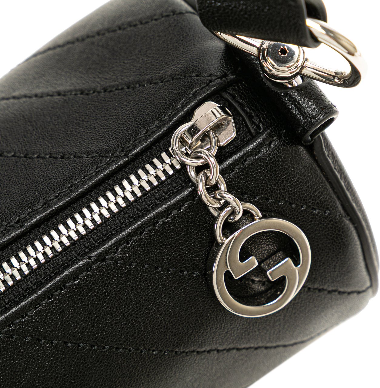 Gucci Mini Leather Blondie Barrel Shoulder Bag Zwart