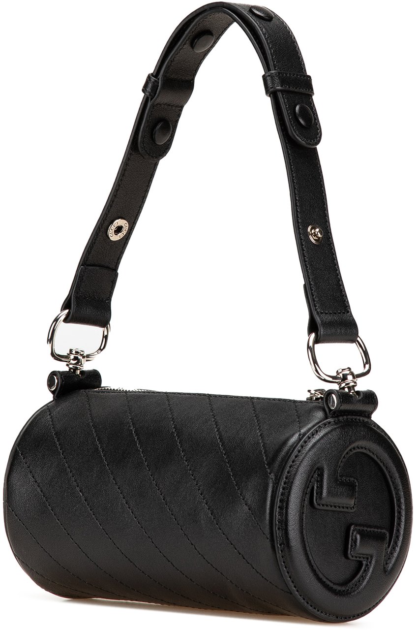Gucci Mini Leather Blondie Barrel Shoulder Bag Zwart