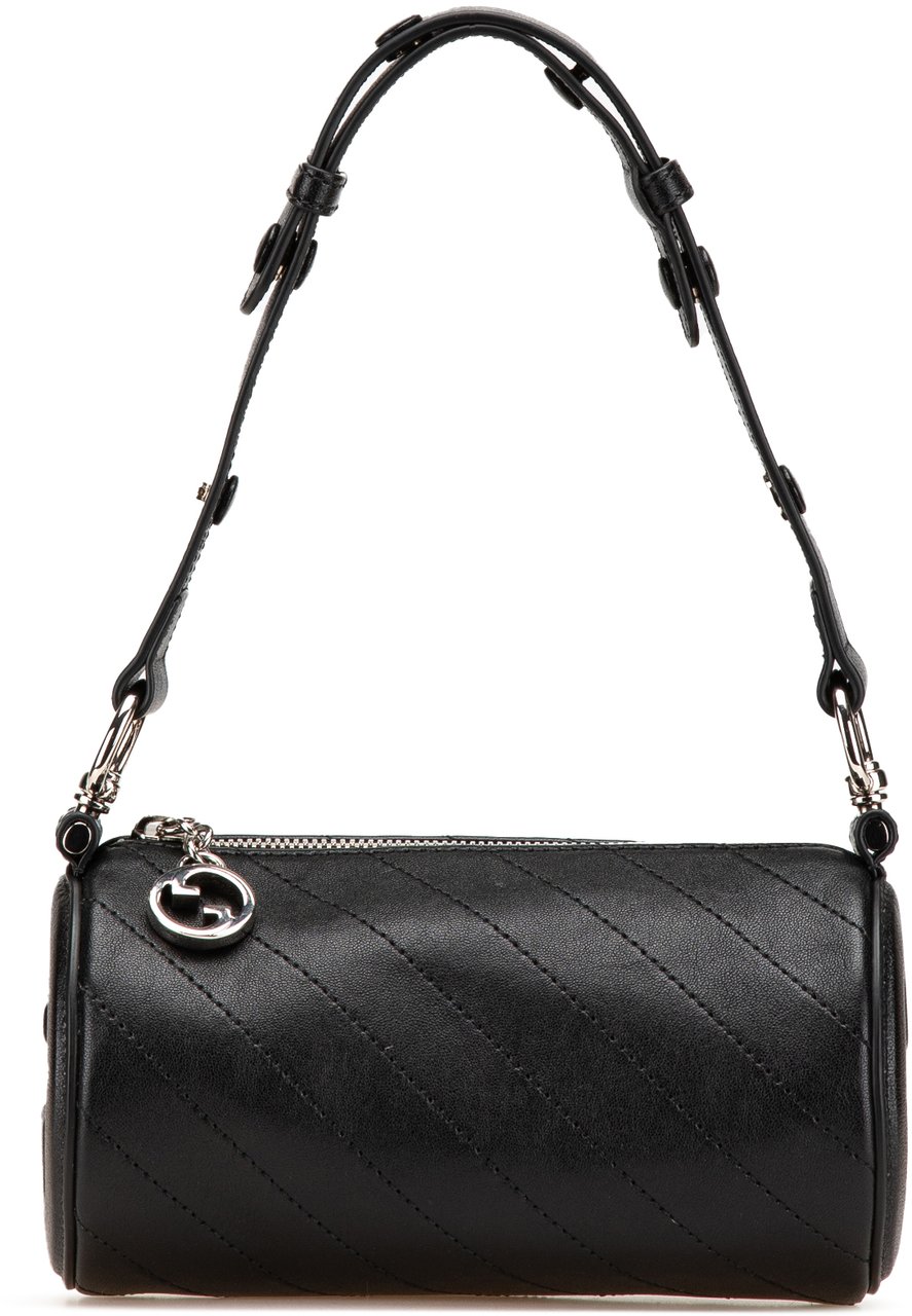 Gucci Mini Leather Blondie Barrel Shoulder Bag Zwart