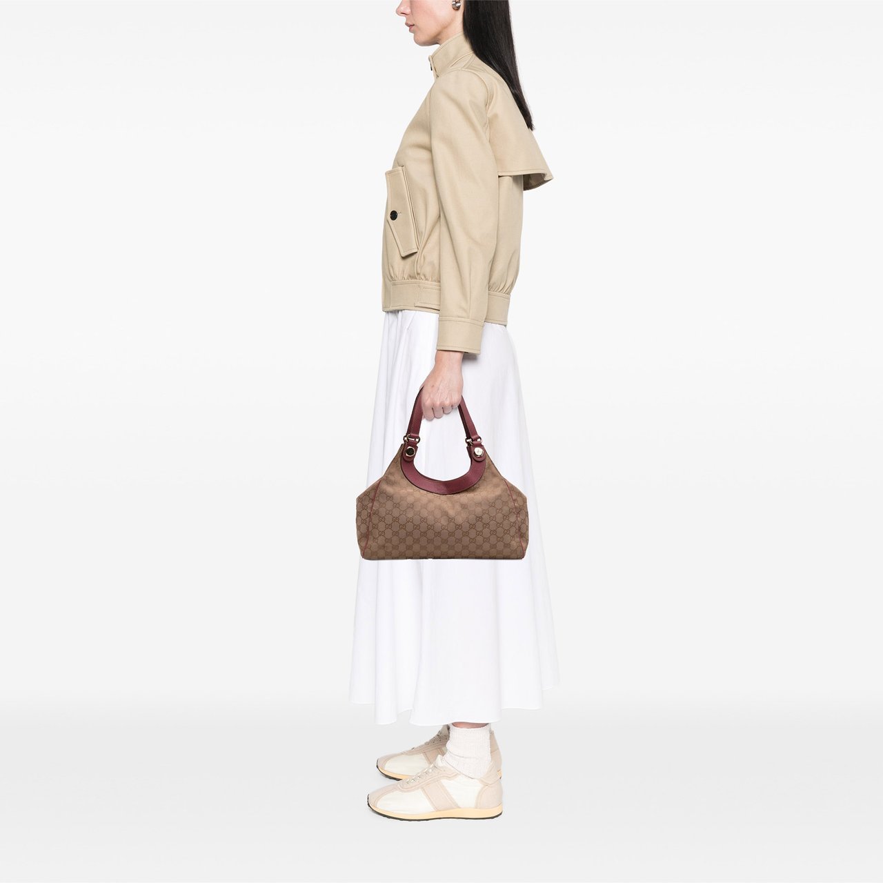 Gucci Medium GG Canvas Charmy Shoulder Bag Bruin