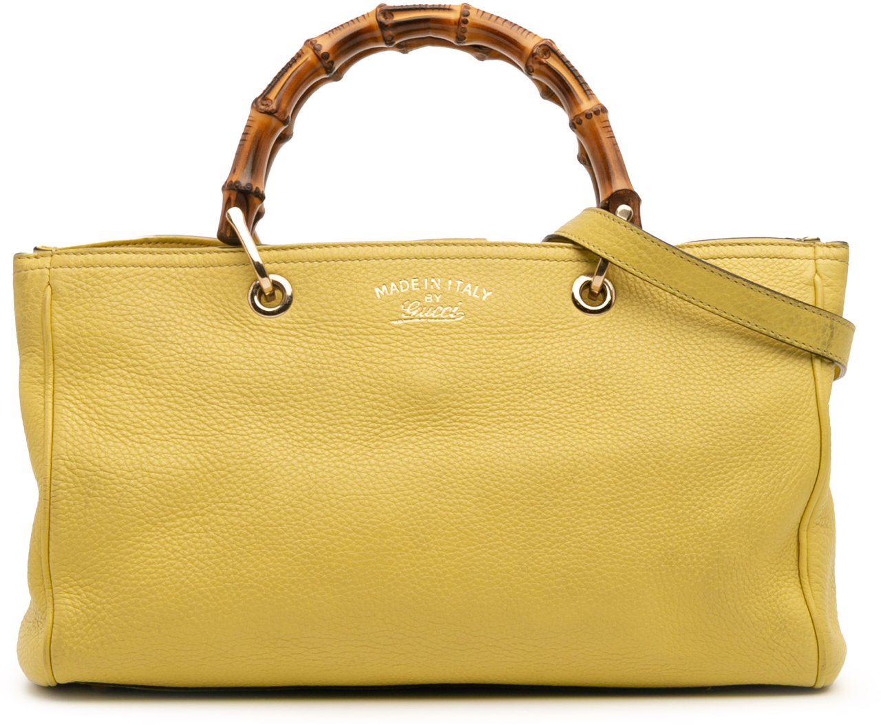 Gucci Medium Calfskin Bamboo Shopper Satchel Geel
