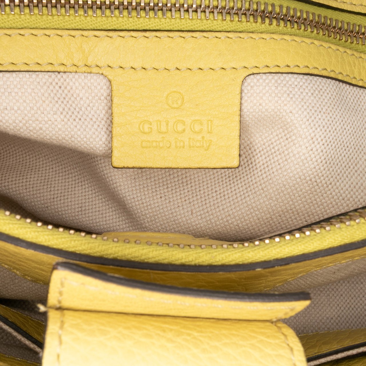 Gucci Medium Calfskin Bamboo Shopper Satchel Geel