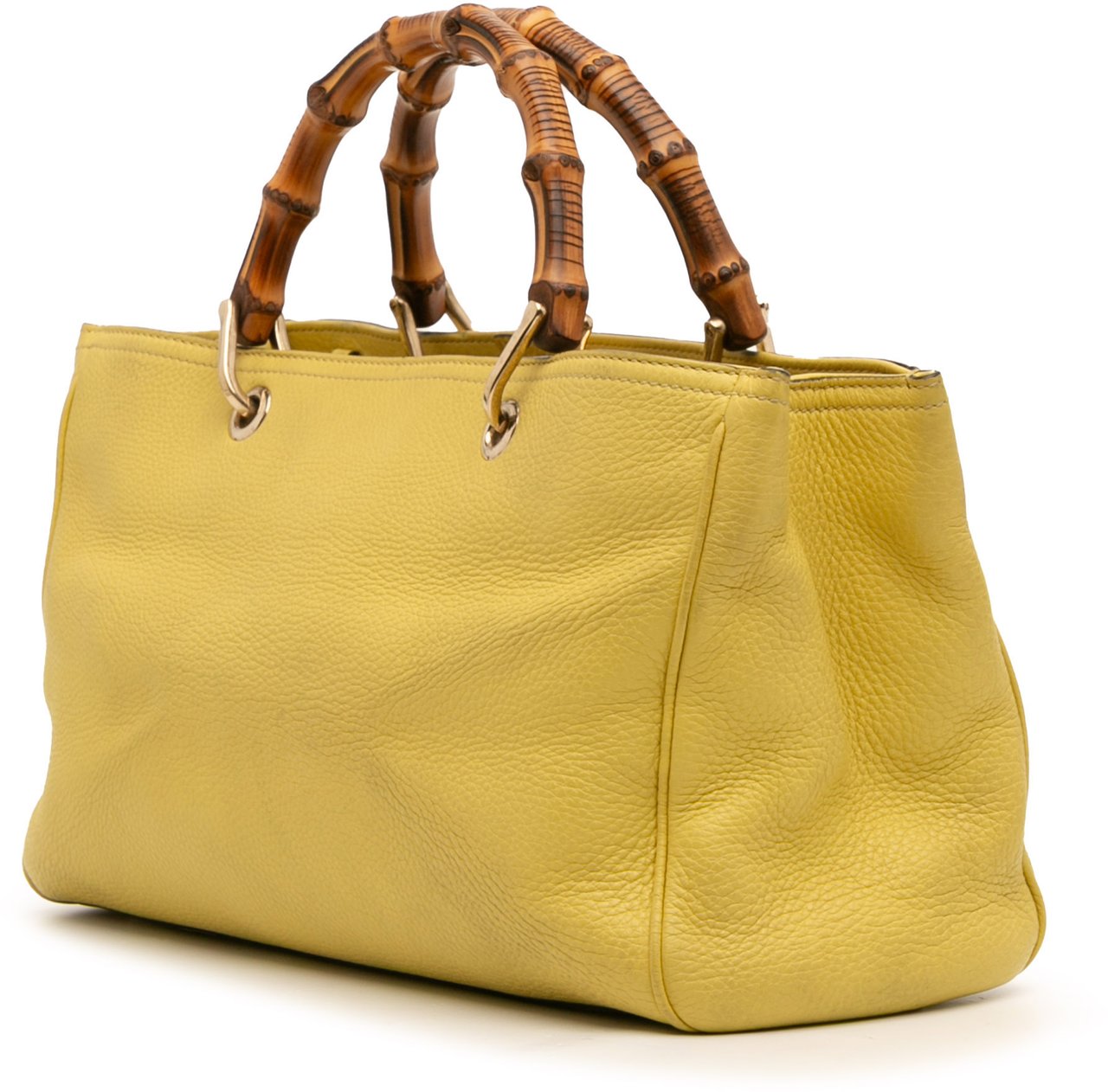 Gucci Medium Calfskin Bamboo Shopper Satchel Geel