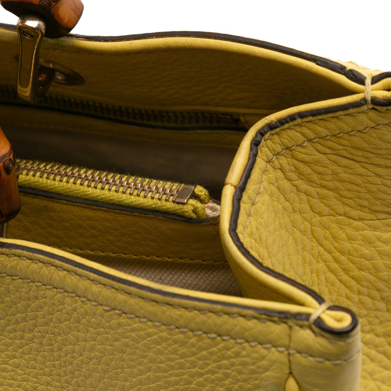 Gucci Medium Calfskin Bamboo Shopper Satchel Geel