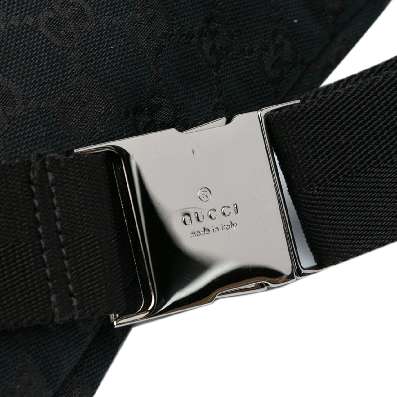 Gucci GG Canvas Double Pocket Belt Bag Zwart