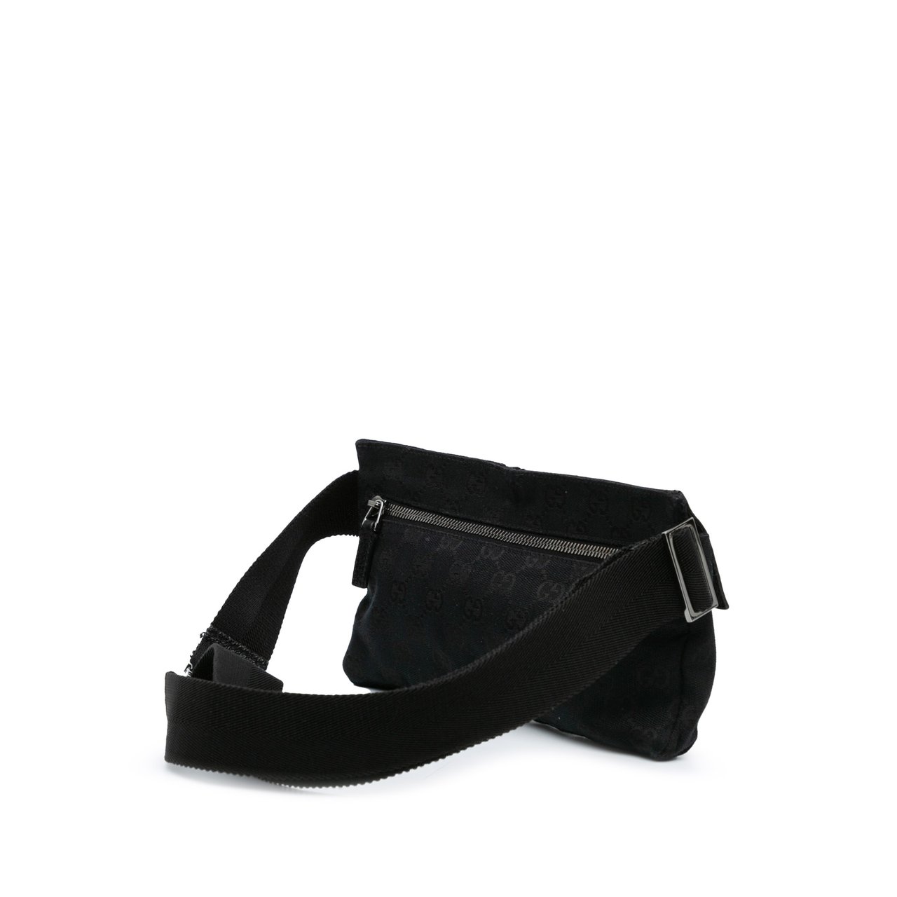 Gucci GG Canvas Double Pocket Belt Bag Zwart