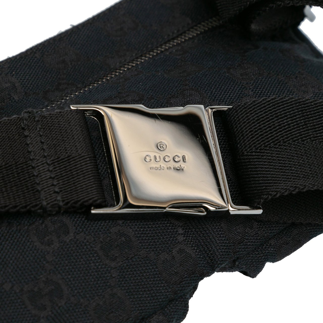 Gucci GG Canvas Double Pocket Belt Bag Zwart
