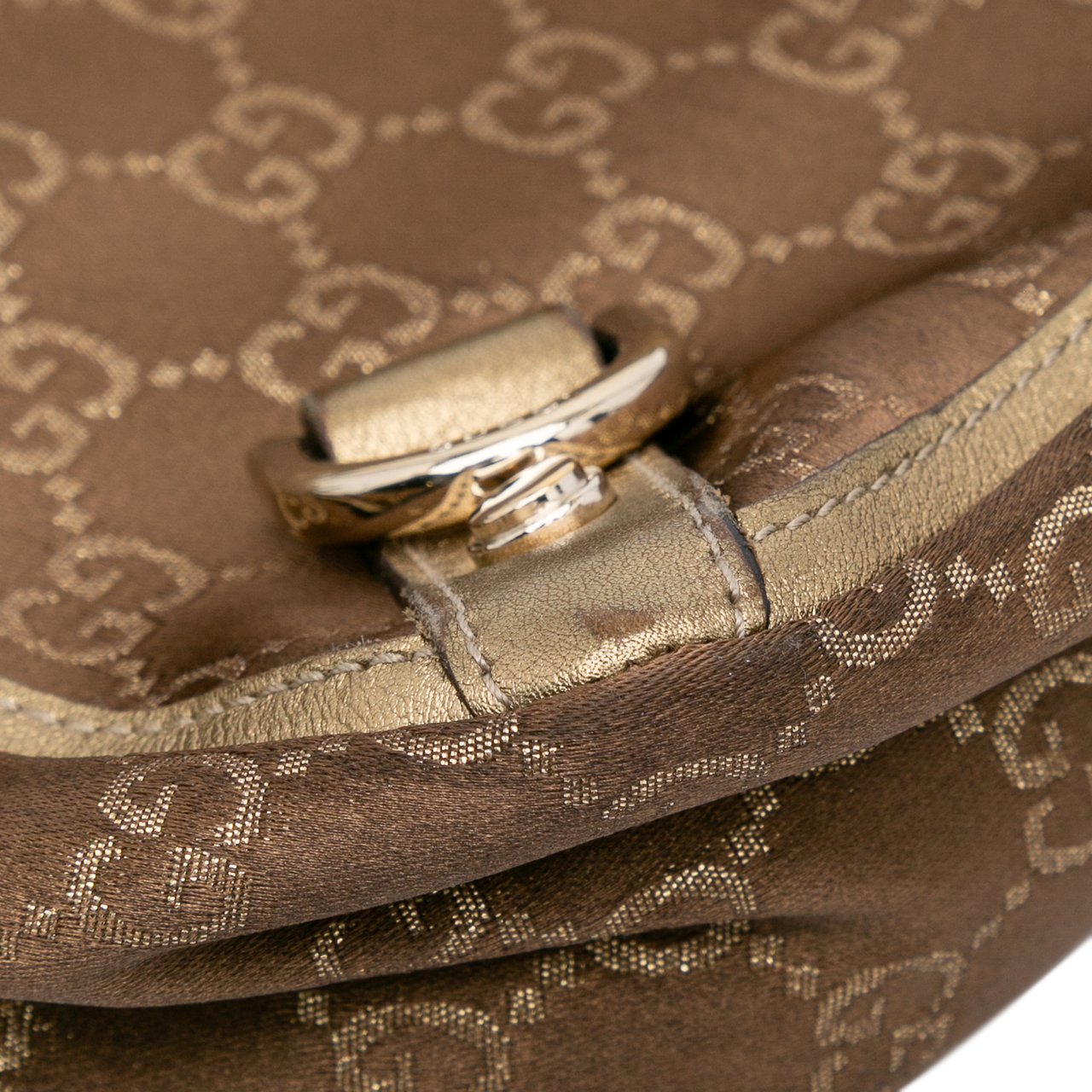 Gucci GG Satin Abbey D Ring Tote Bruin