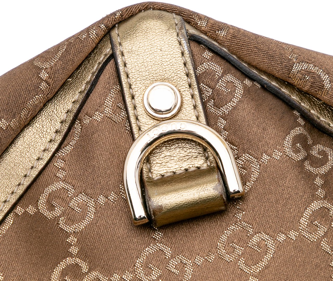 Gucci GG Satin Abbey D Ring Tote Bruin