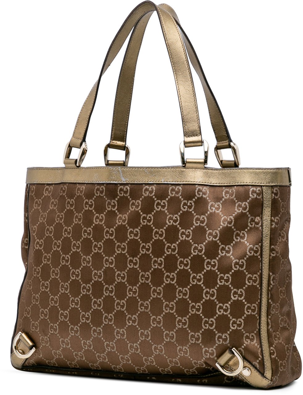 Gucci GG Satin Abbey D Ring Tote Bruin