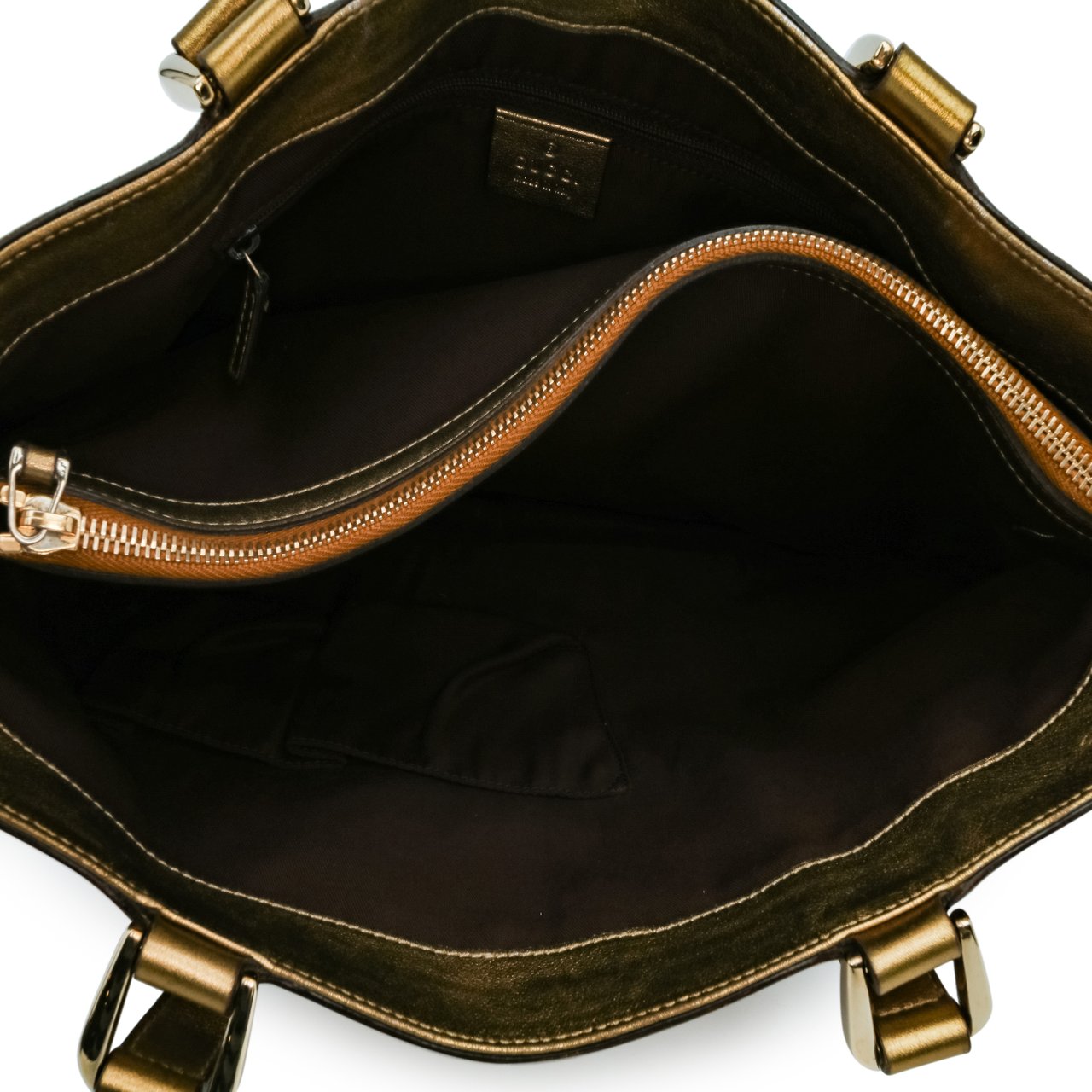 Gucci GG Satin Abbey D Ring Tote Bruin