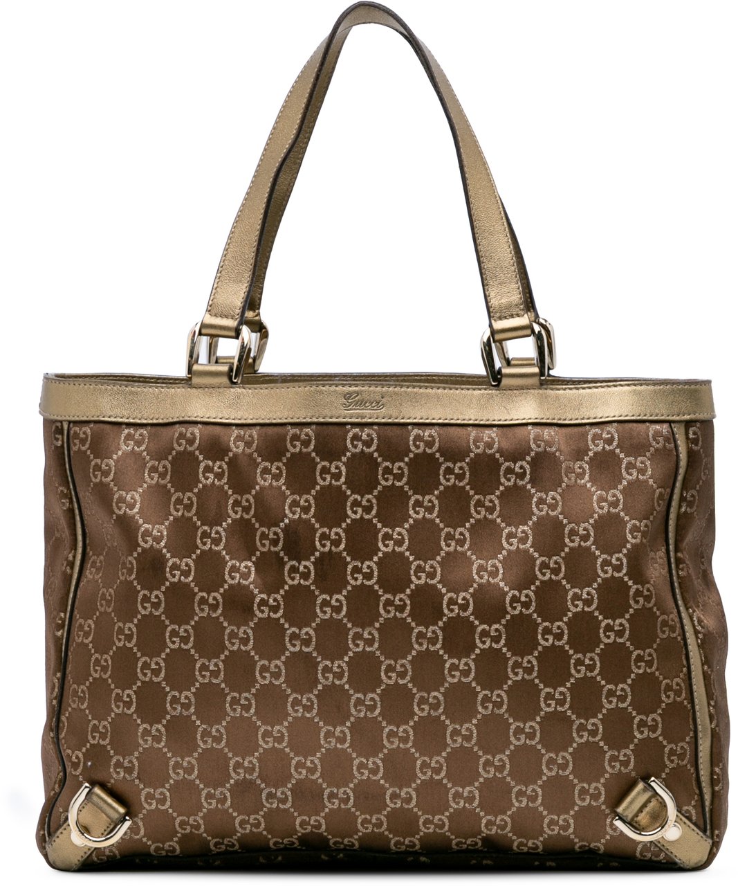 Gucci GG Satin Abbey D Ring Tote Bruin