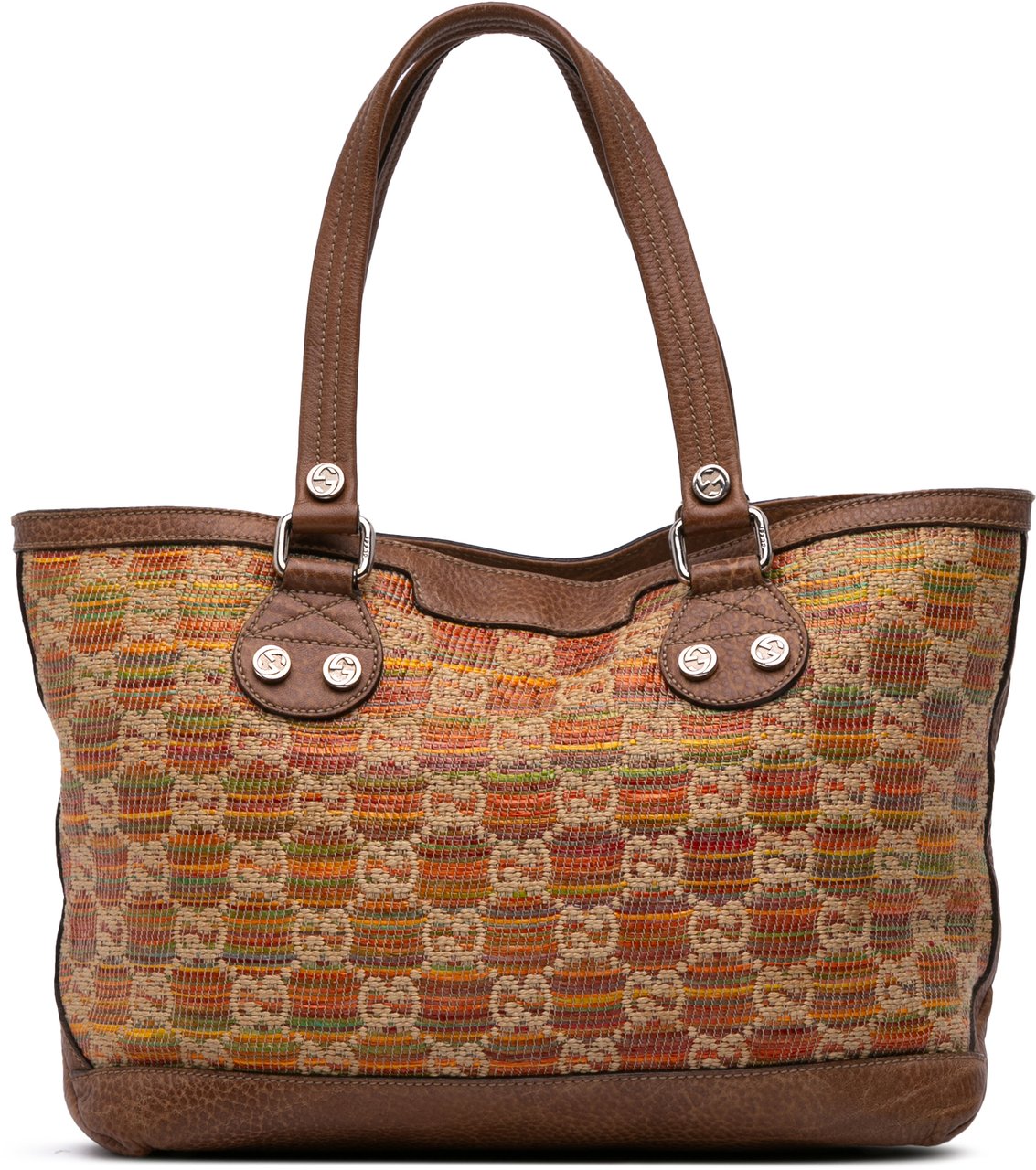 Gucci GG Straw Libeccio Sunset Tote Bruin