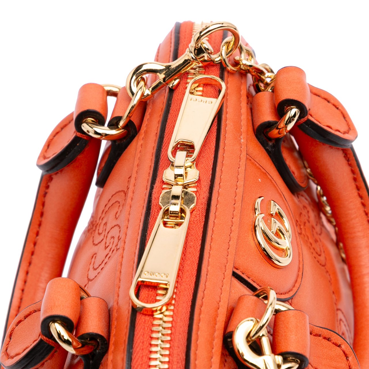 Gucci Mini GG Matelasse Calfskin Top Handle Bag Oranje