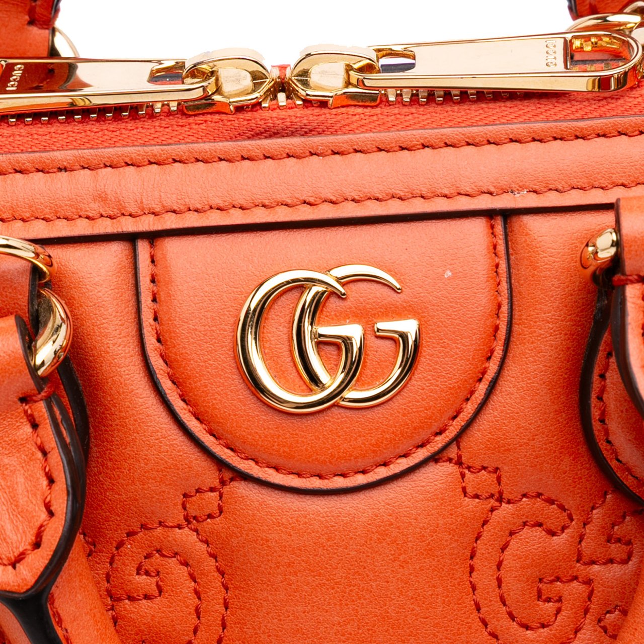 Gucci Mini GG Matelasse Calfskin Top Handle Bag Oranje