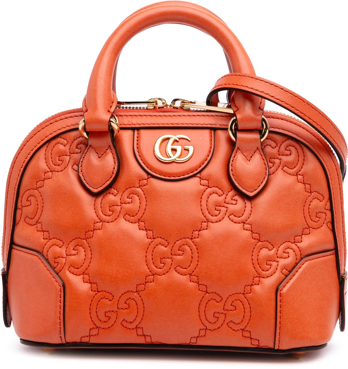 Gucci Mini GG Matelasse Calfskin Top Handle Bag Oranje