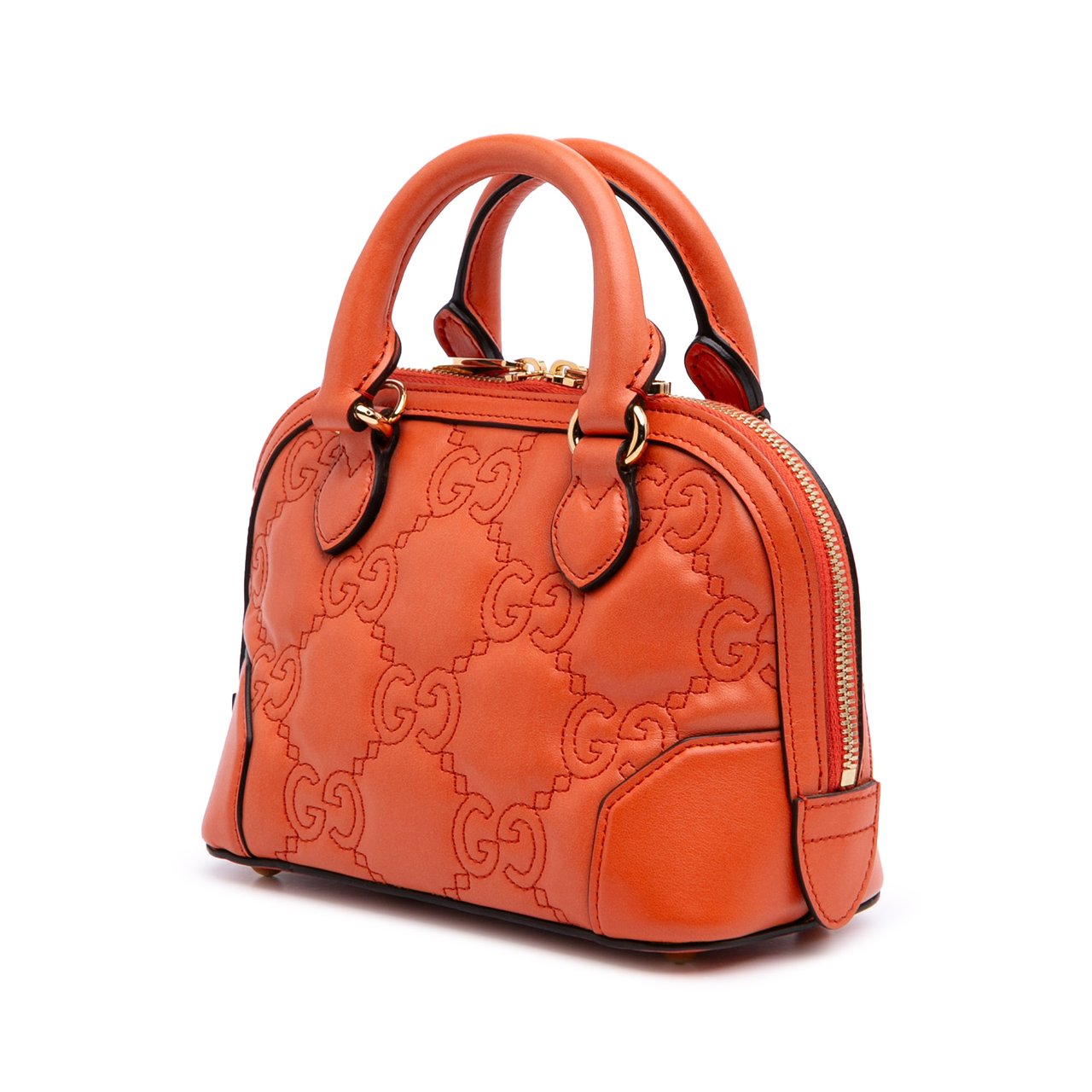 Gucci Mini GG Matelasse Calfskin Top Handle Bag Oranje