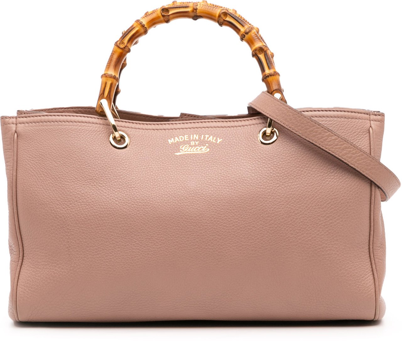 Gucci Medium Calfskin Bamboo Shopper Satchel Roze