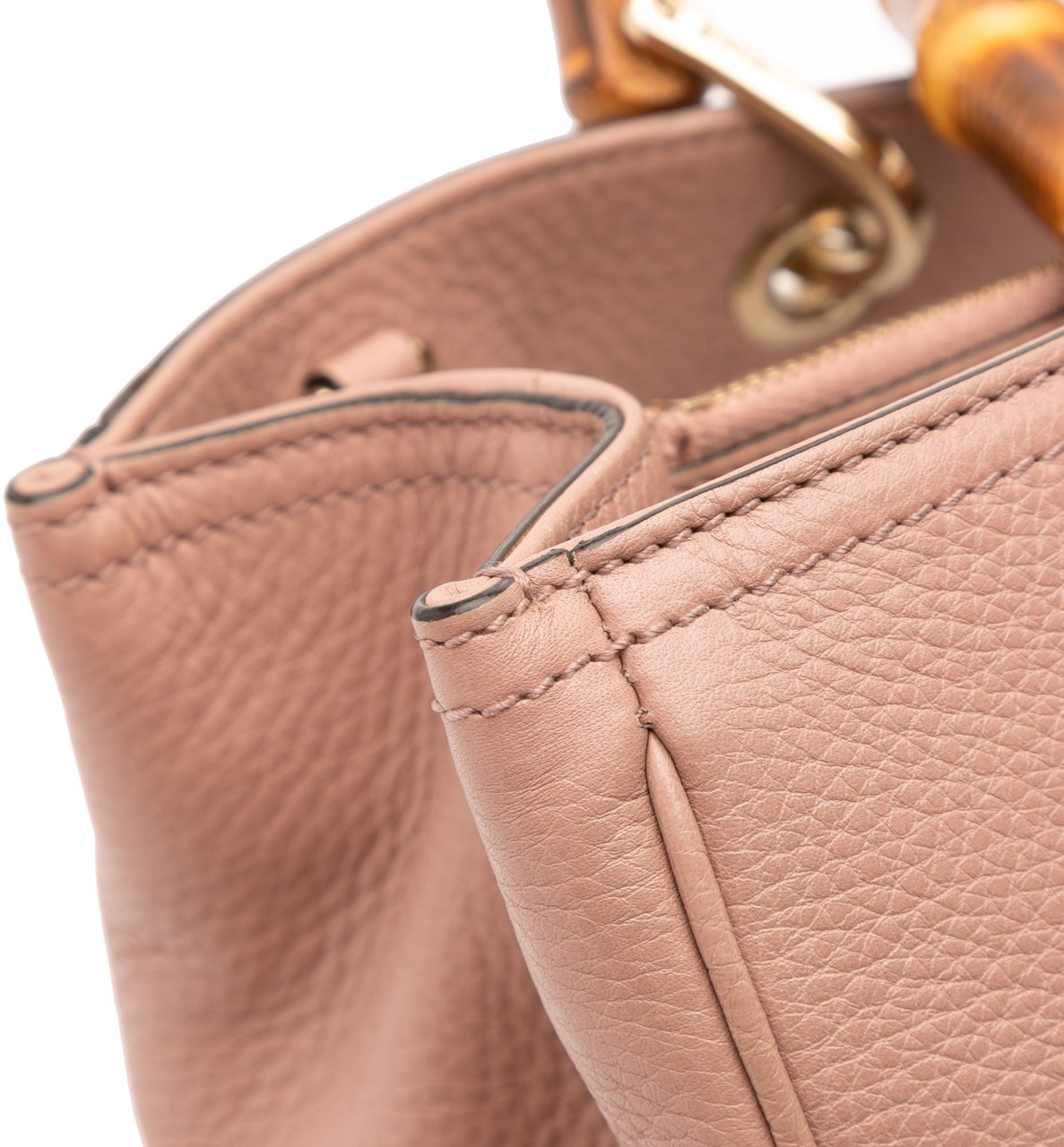 Gucci Medium Calfskin Bamboo Shopper Satchel Roze