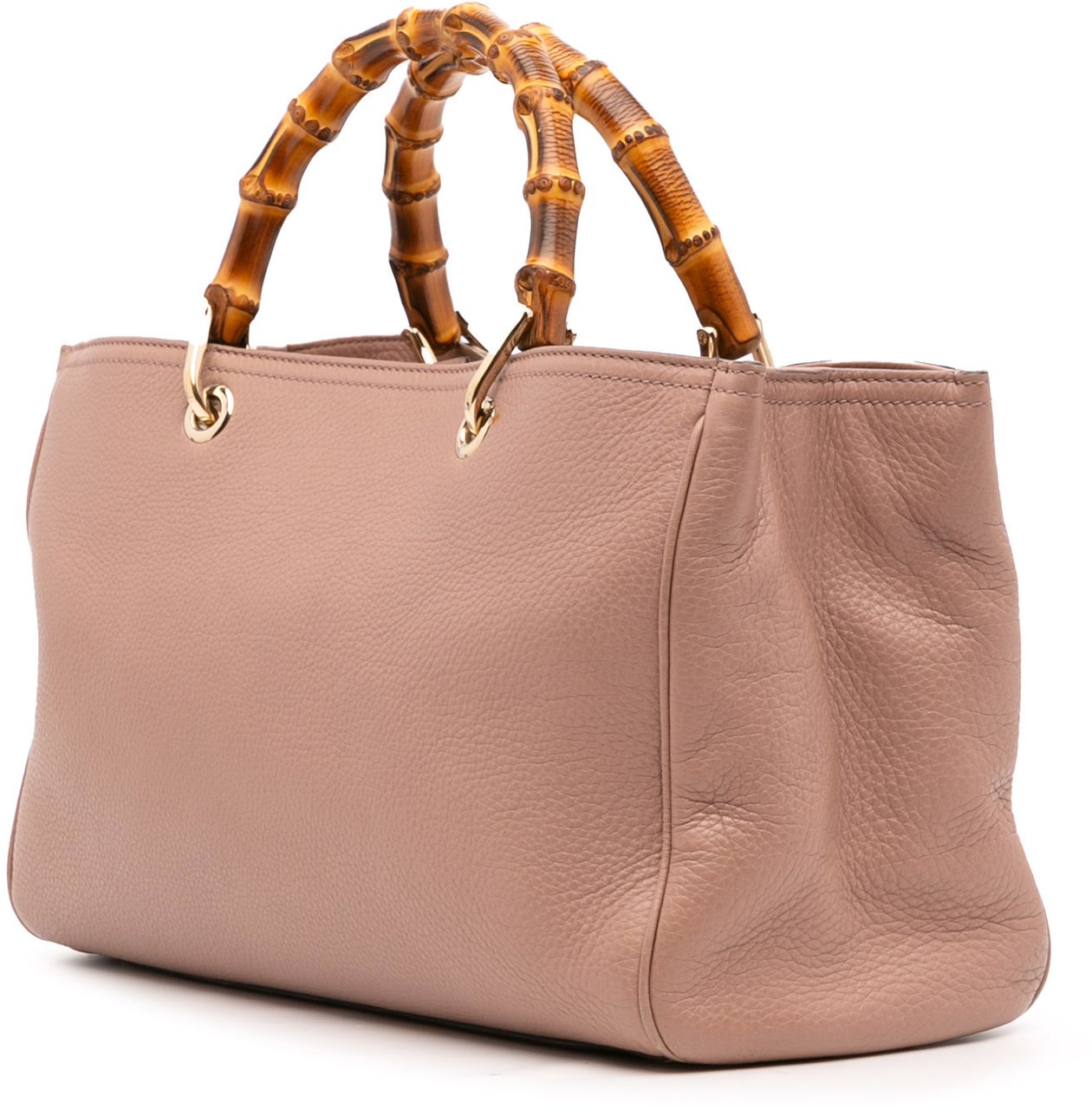 Gucci Medium Calfskin Bamboo Shopper Satchel Roze
