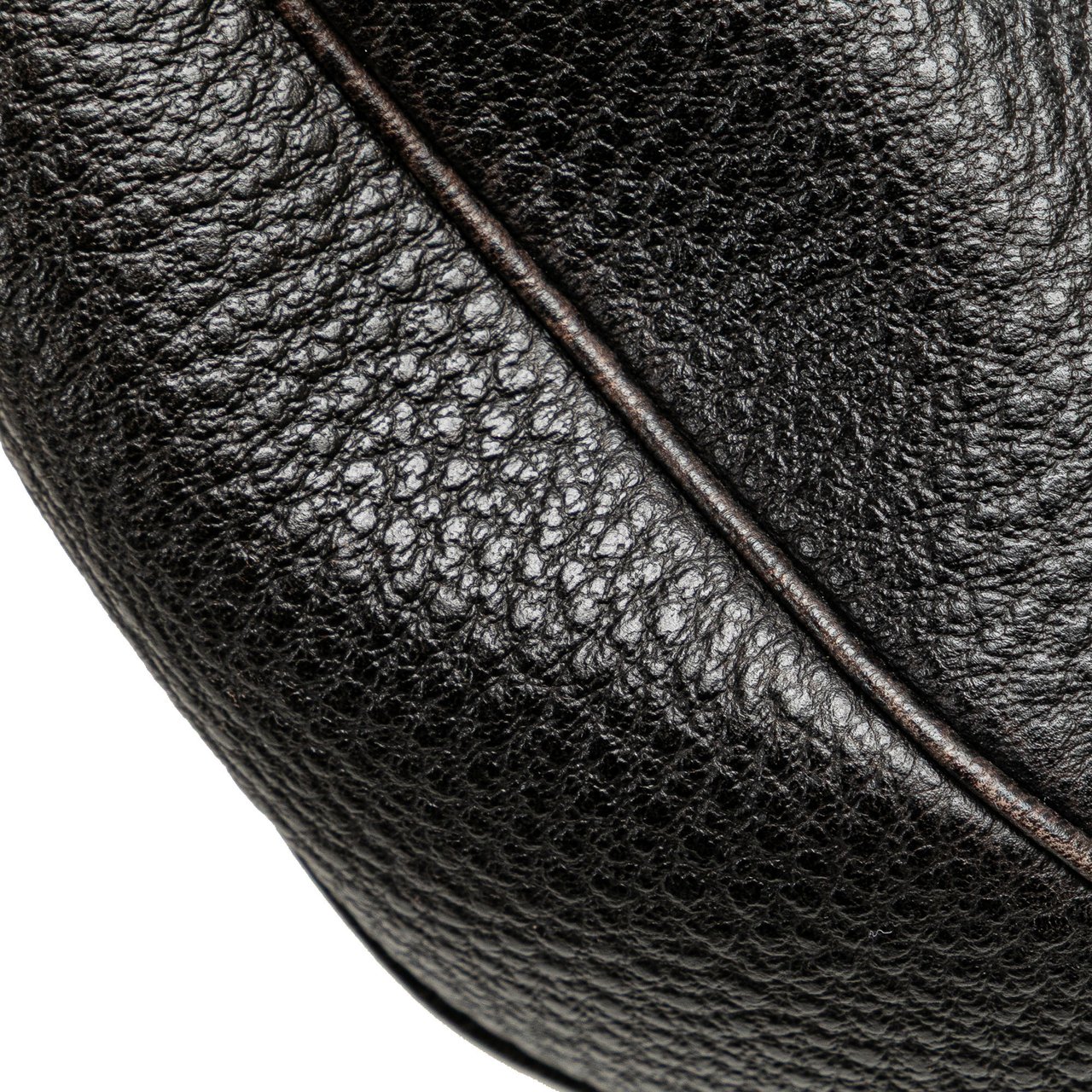 Gucci Pebbled Calfskin Bamboo Ring Hobo Zwart