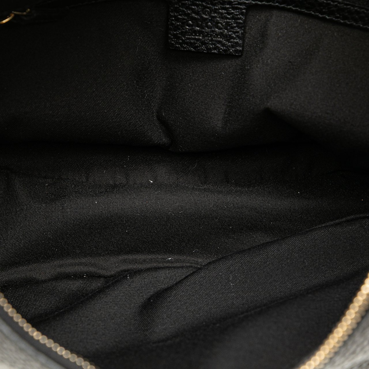 Gucci Pebbled Calfskin Bamboo Ring Hobo Zwart