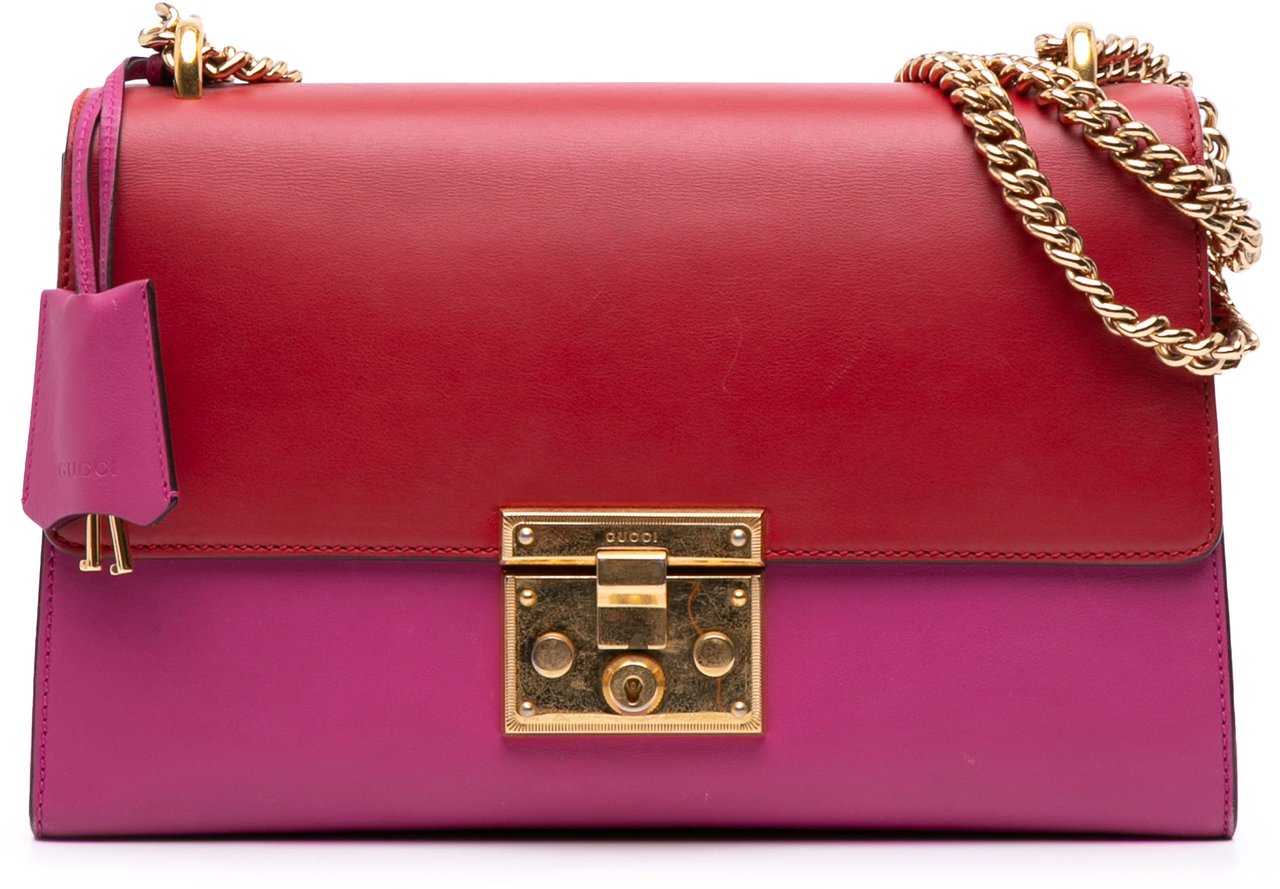 Gucci Medium Bicolor Leather Padlock Shoulder Bag Roze
